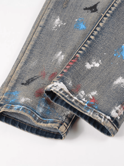 Washed Denim Ripped Jeans