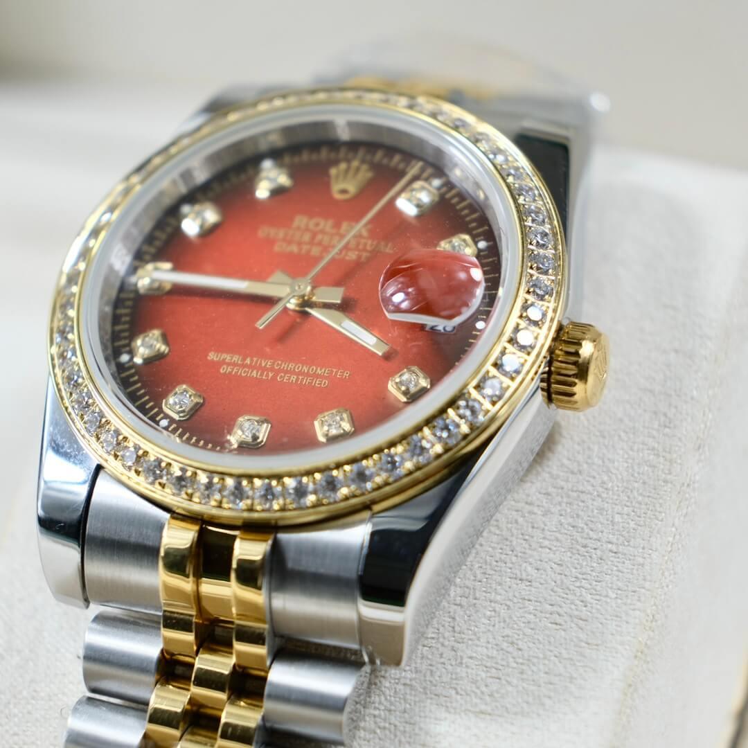 Rolex Datejust 36 Two-Tone with Red Diamond Dial and Jubilee Bracelet. - tntwear1