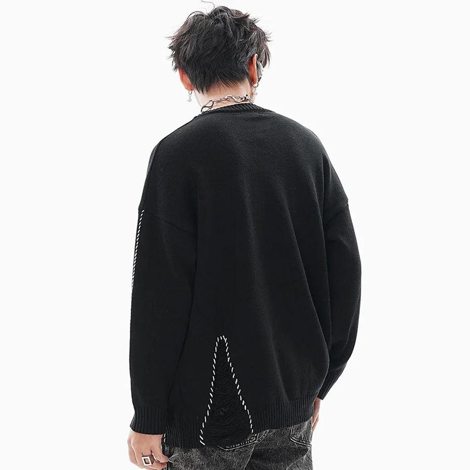 Ripped White Stitches Sweater - tntwear1