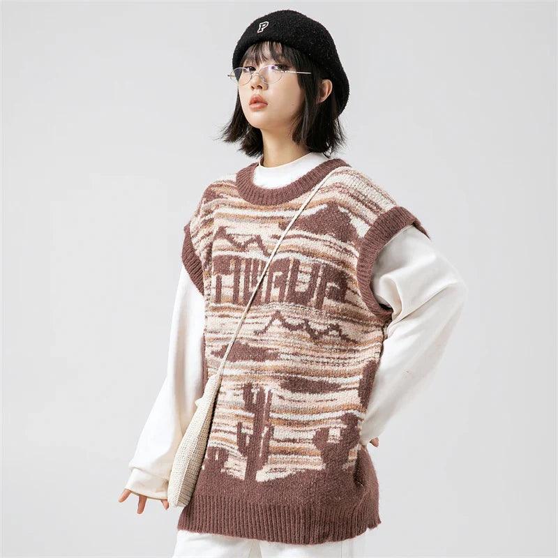 Women's Desert Waves Cactus Knit Sweater - tntwear1