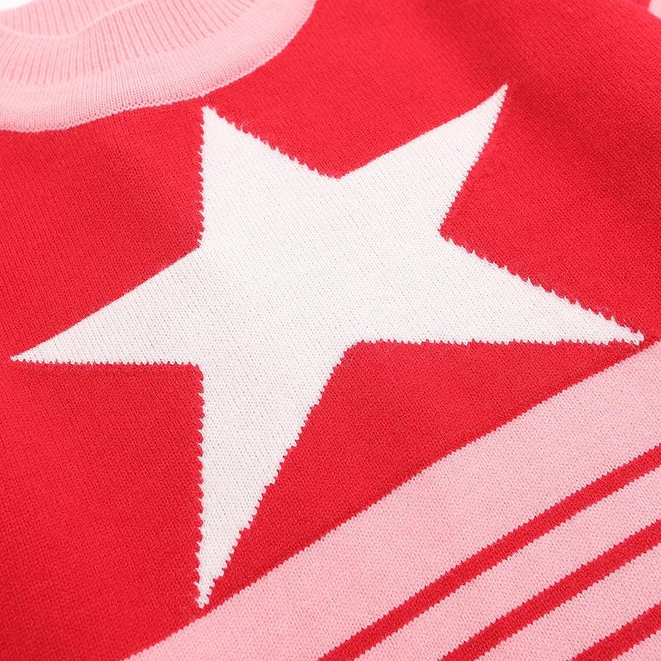 Y2K Star Stripes Sweater - tntwear1