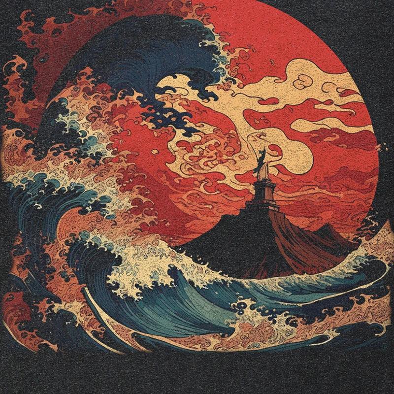 Great Wave Sun Graphic T-shirt - tntwear1