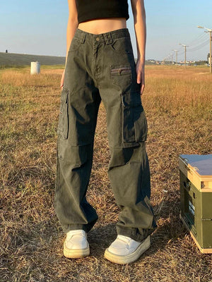 Y2k Women's Solid Color Cargo Pants - tntwear1