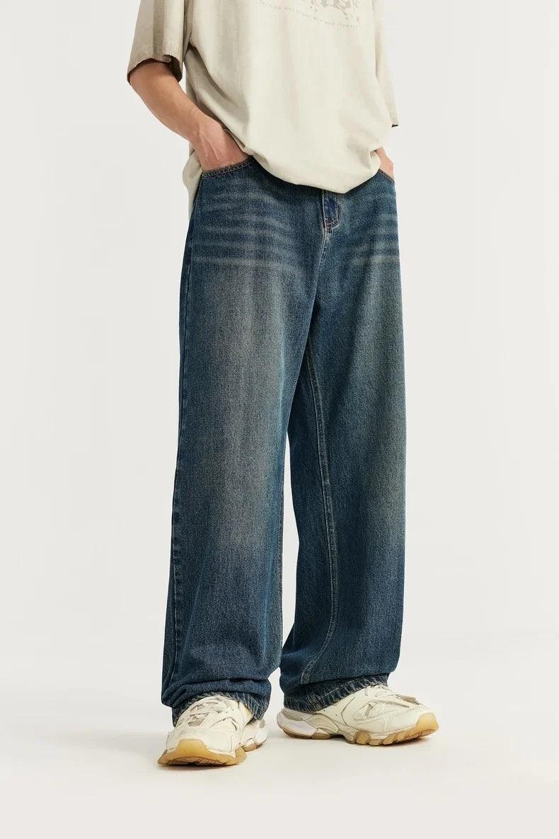 Washed Vintage Loose Jeans - tntwear1