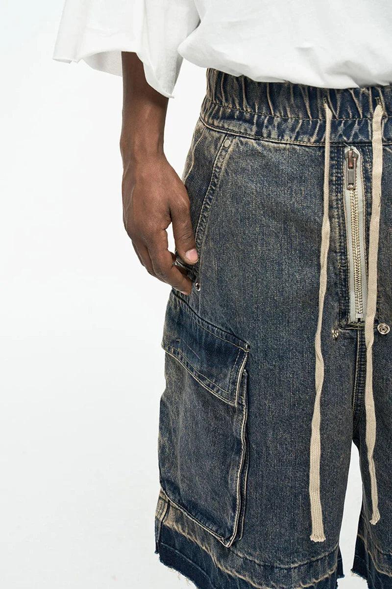 Zip-Up Loose Washed Pocket Jorts - tntwear1