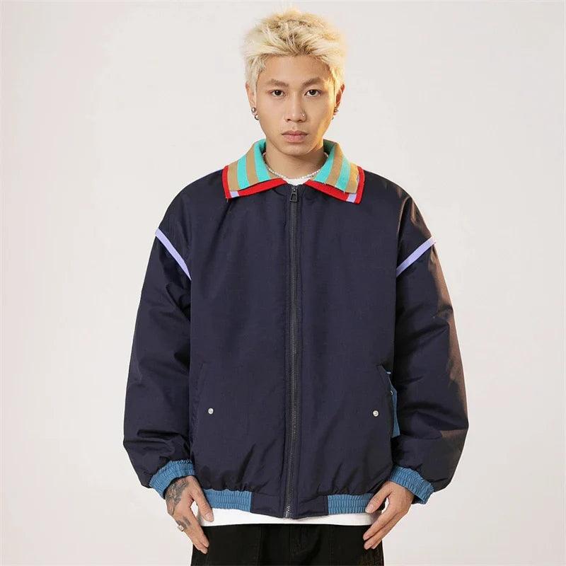 Y2k Vintage Strips Windbreaker Jacket - tntwear1