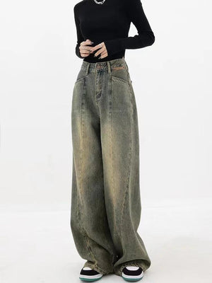 Vintage Washed Wide-Leg Crop Jeans - tntwear1