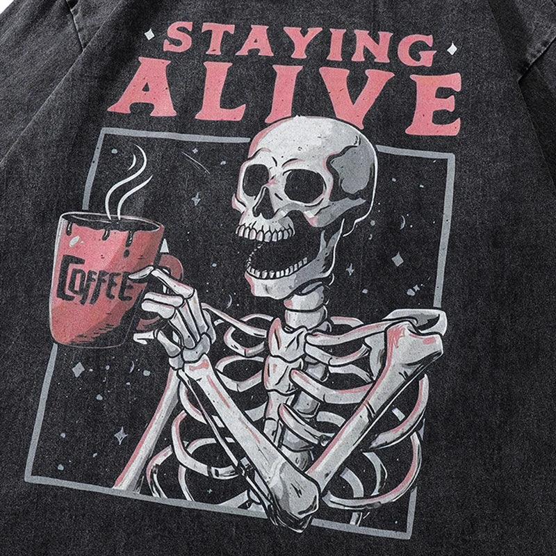 Staying Alive Skeleton T-shirt - tntwear1