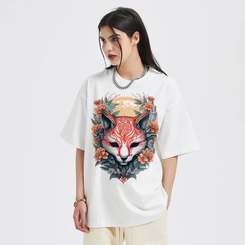 Ancient Fox Print Graphic T-shirt - tntwear1