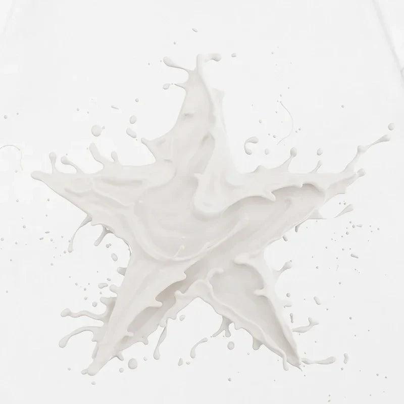 Splashing Milk Star Graphic T-shirt - tntwear1