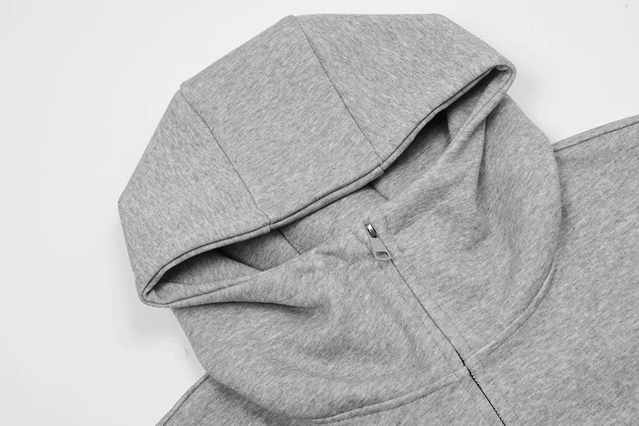 Curved Seam Zip-Up Hoodie - tntwear1