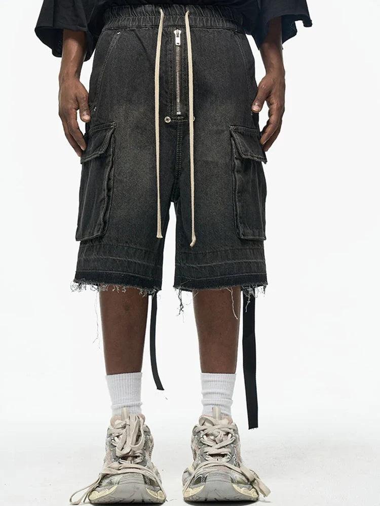 Zip-Up Loose Washed Pocket Jorts - tntwear1