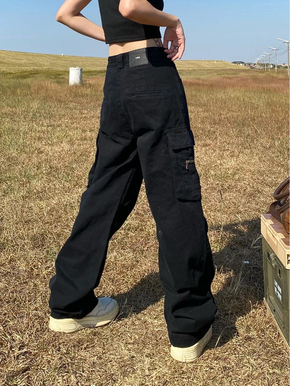 Y2k Women's Solid Color Cargo Pants - tntwear1