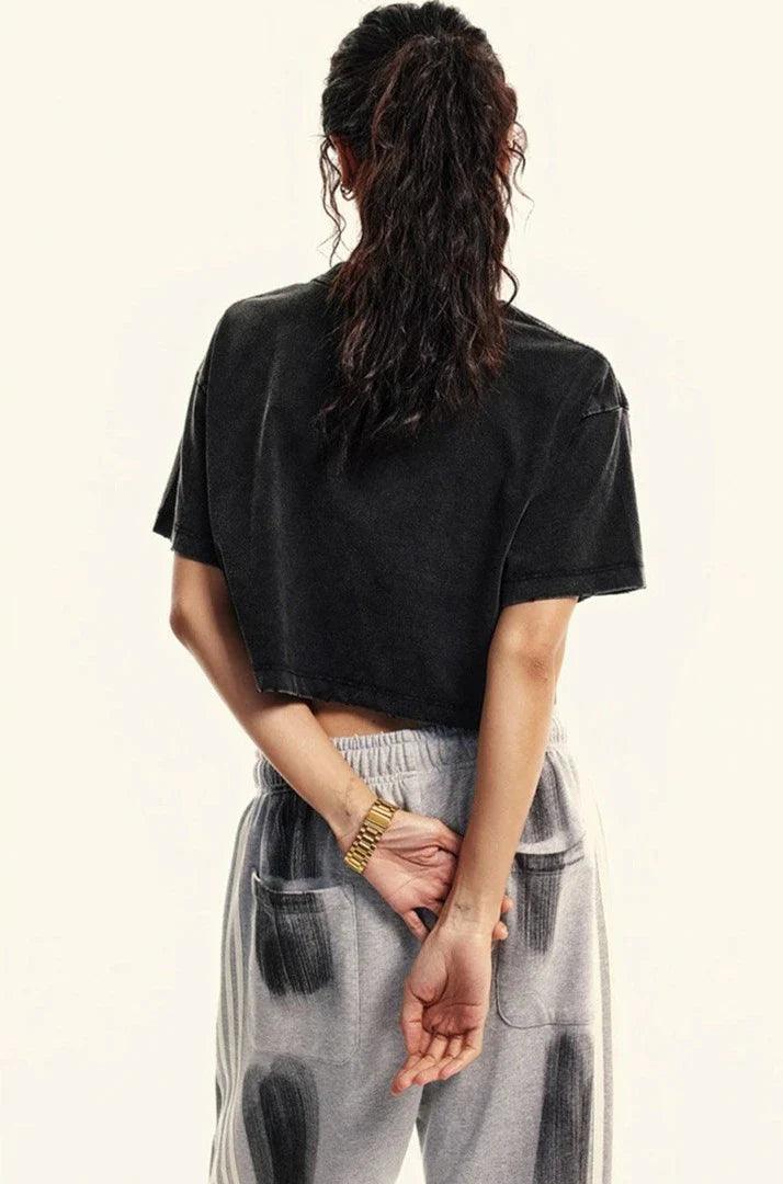 Women's Washed Stitching Crop Top - tntwear1