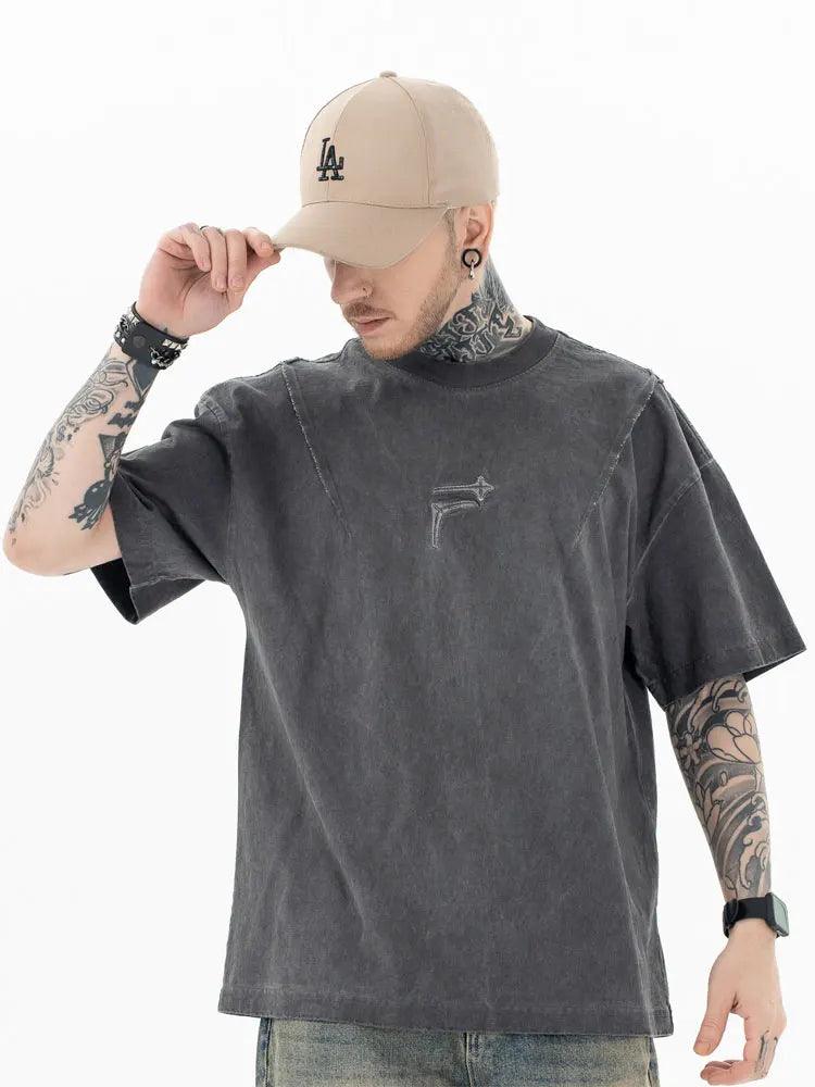 Y2k Retro Washed Embroidery T-shirt - tntwear1