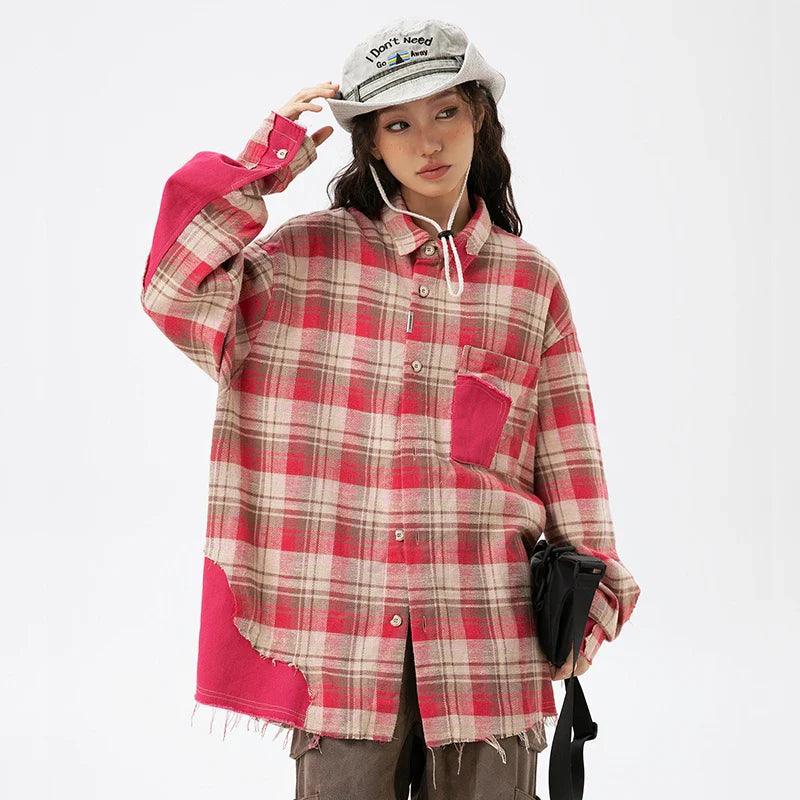 Plaid Reversible Long Sleeve Shirt - tntwear1