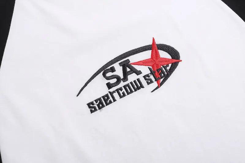 Retro Star Embroidery Sports T-shirt - tntwear1