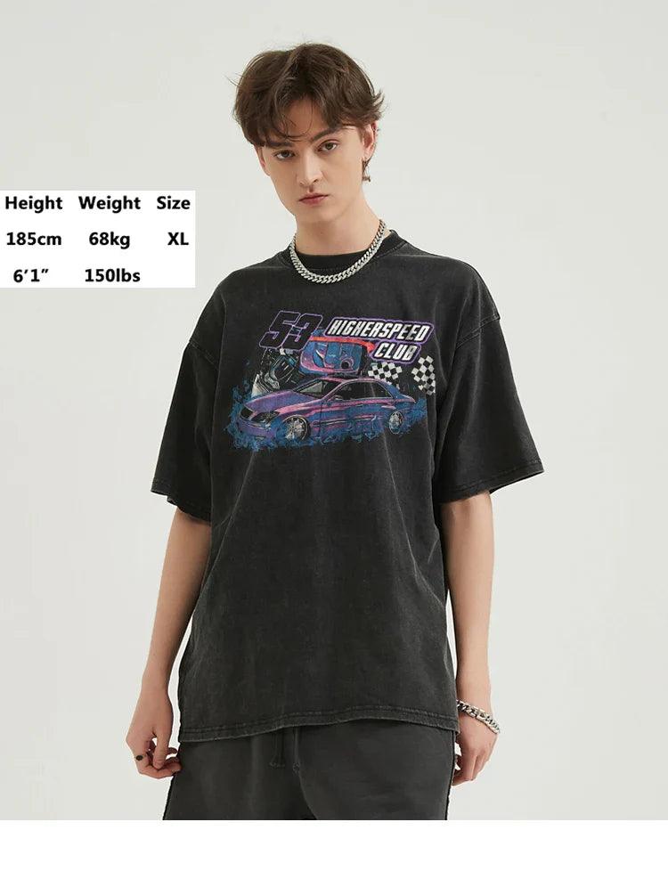 Y2k Loose Higher Speed Racing Club T-shirt - tntwear1