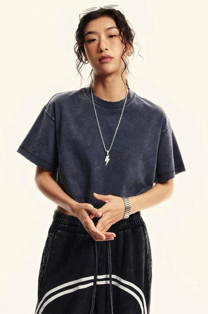 Women's Washed Stitching Crop Top - tntwear1