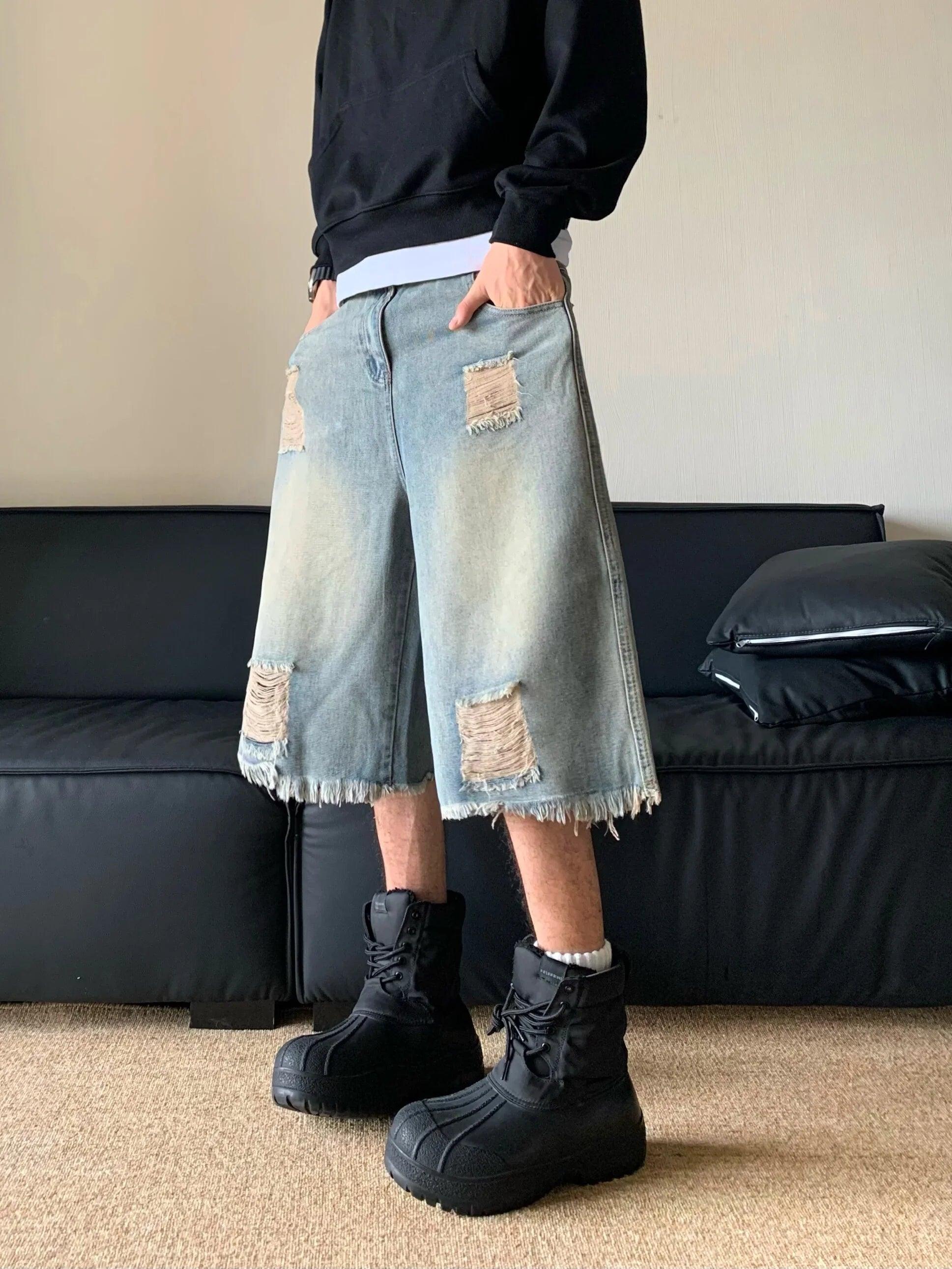 Washed Distressed Jorts - tntwear1