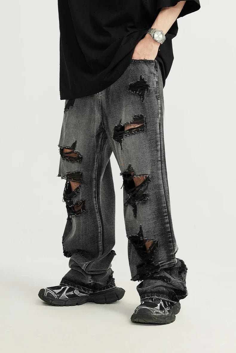 Vintage Ripped Washed Jeans - tntwear1