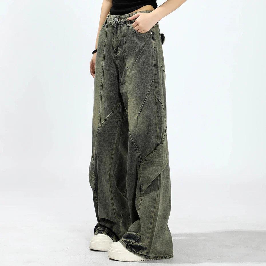 Urban Patchwork Wide-Leg Jeans - tntwear1