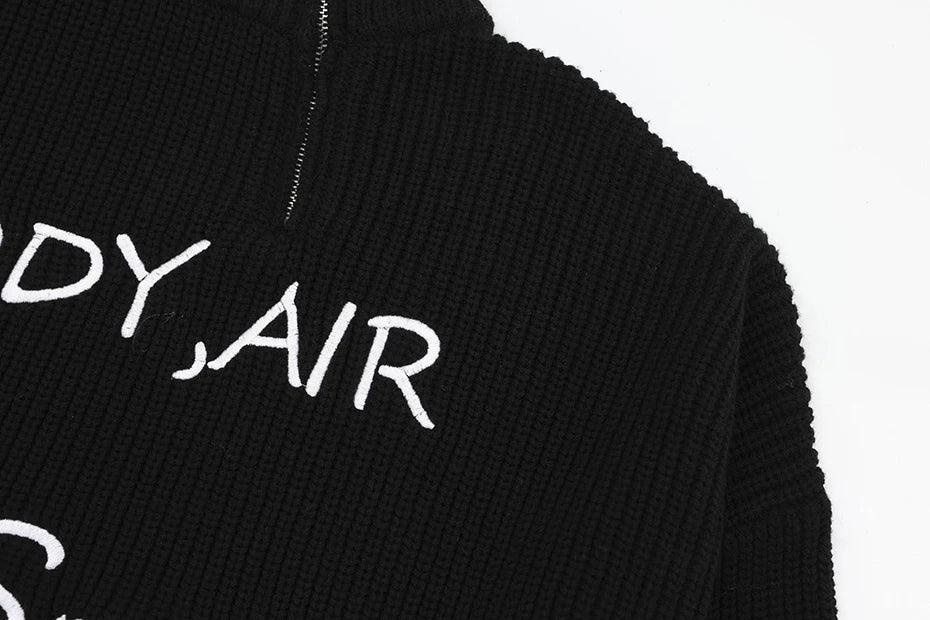 Y2k Letter Embroidery Turtleneck Sweater - tntwear1