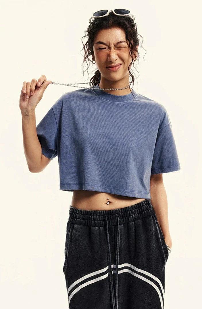 Women's Washed Stitching Crop Top - tntwear1