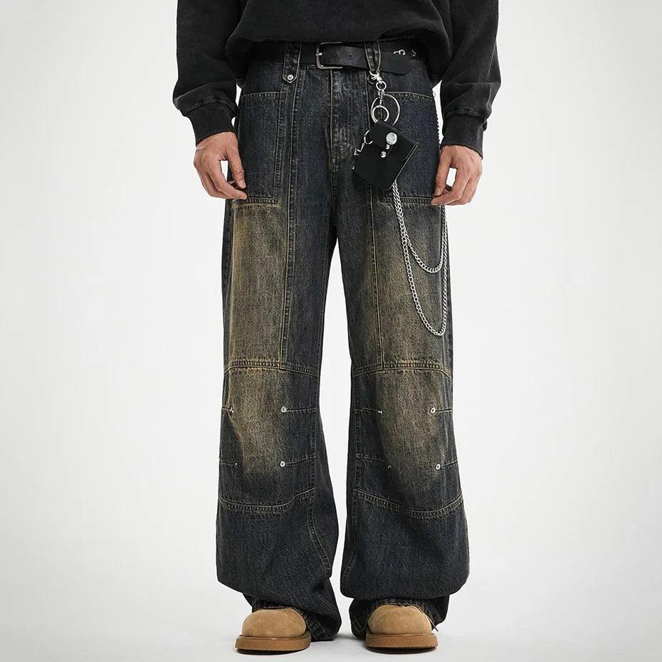 Faded Blue Distressed Denim Jeans - tntwear1