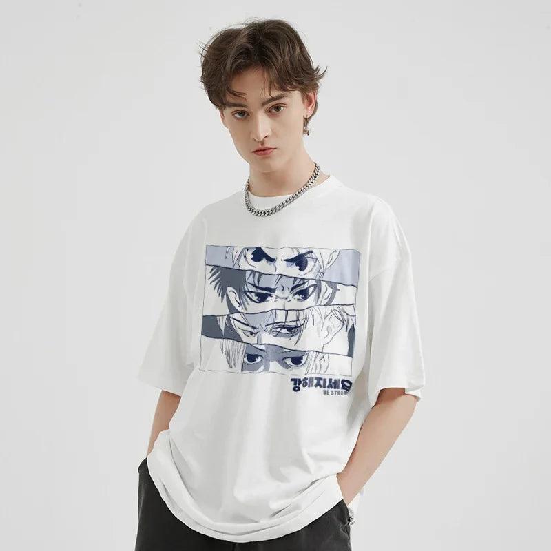 Y2k Loose Anime Eyes Graphic T-shirt - tntwear1