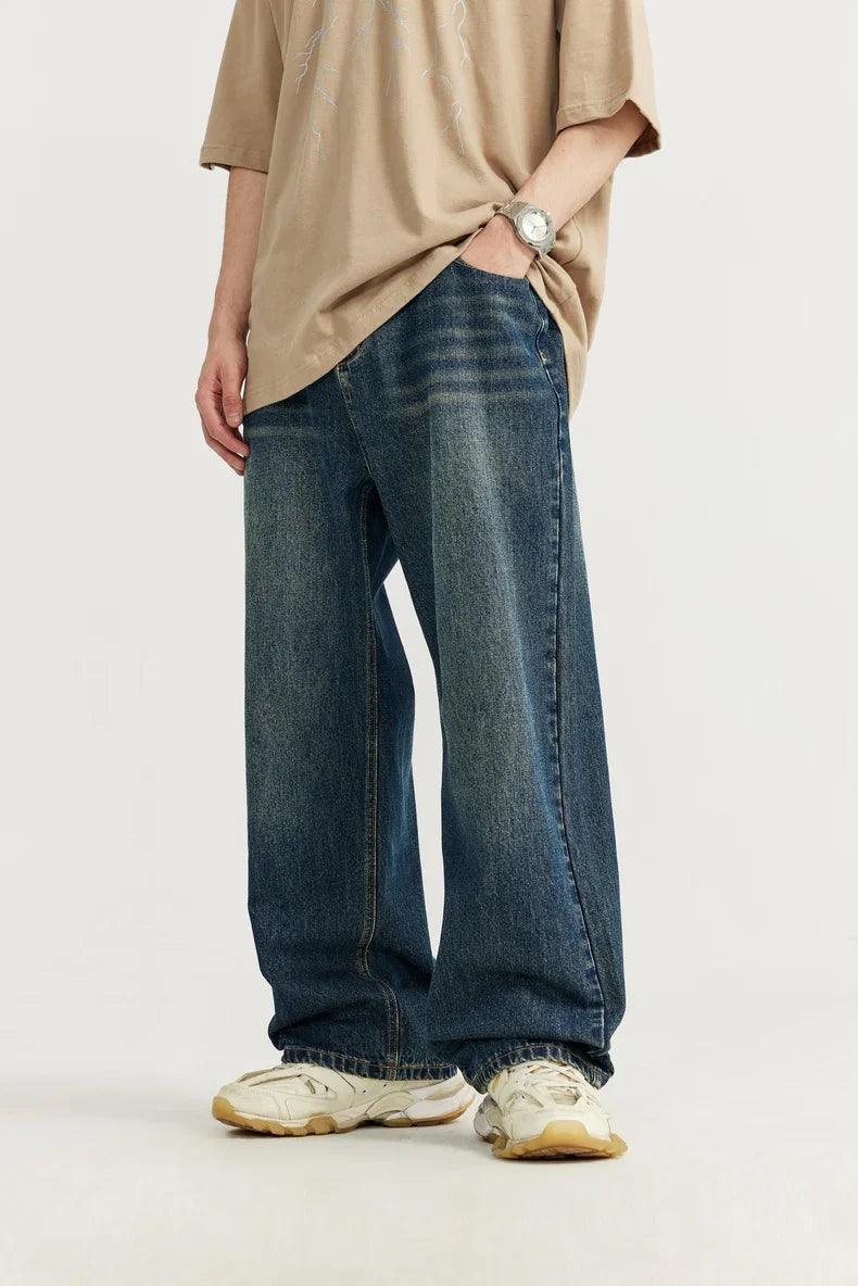 Washed Vintage Loose Jeans - tntwear1