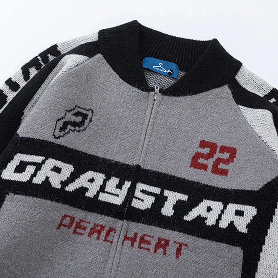 Turbo Drive Gray Star Sweater - tntwear1