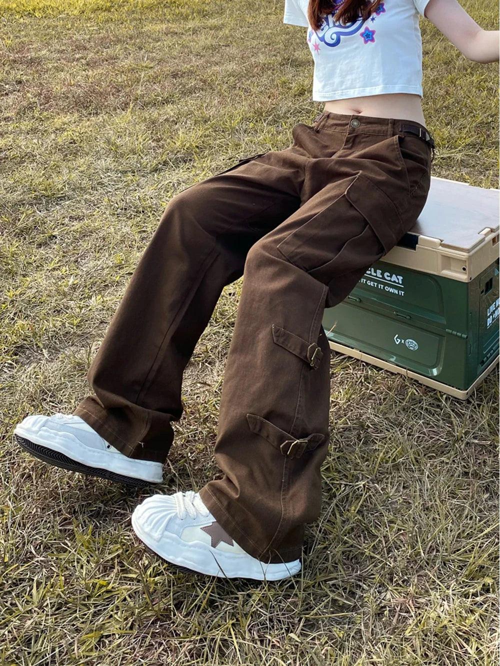 Y2k Baggy Straight Leg Cargo Pants - tntwear1