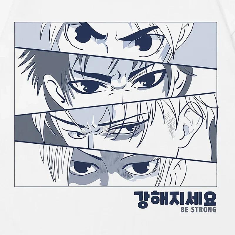 Y2k Loose Anime Eyes Graphic T-shirt - tntwear1