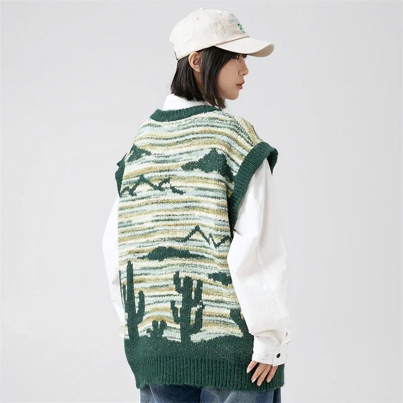 Women's Desert Waves Cactus Knit Sweater - tntwear1