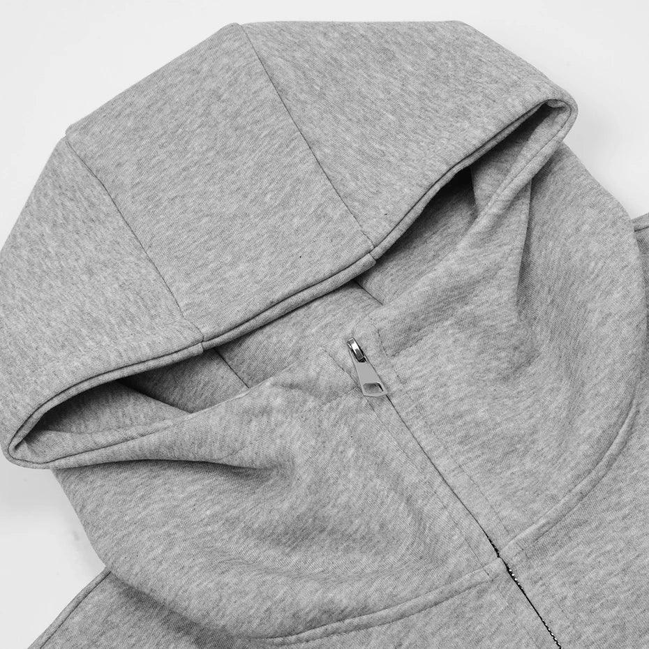 Curved Seam Zip-Up Hoodie - tntwear1