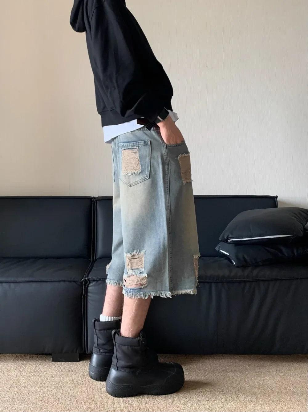 Washed Distressed Jorts - tntwear1