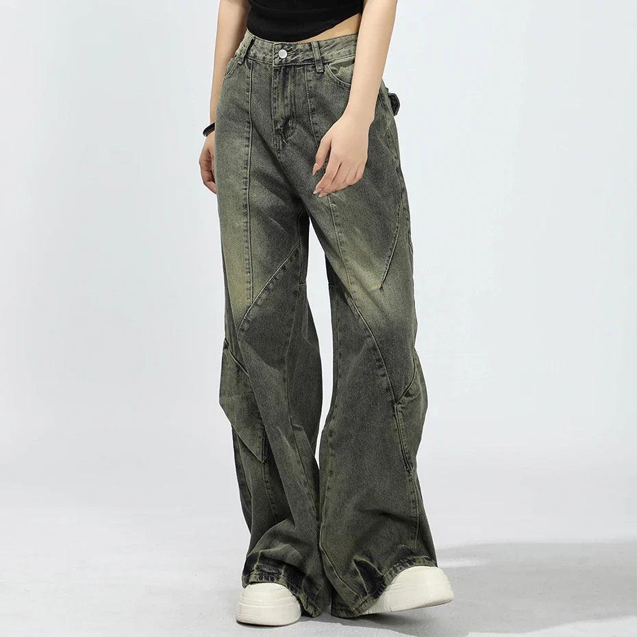 Urban Patchwork Wide-Leg Jeans - tntwear1