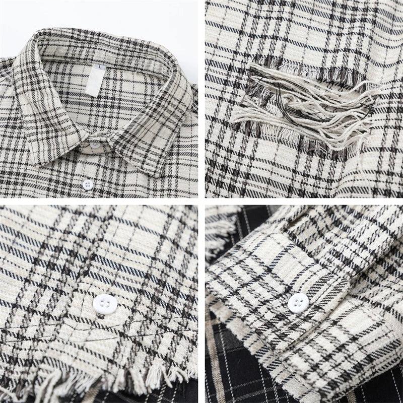 Women's Plaid Patchwork Shirt - tntwear1