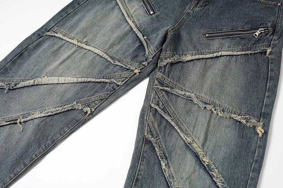 Irregular Monster Stitches Jeans - tntwear1