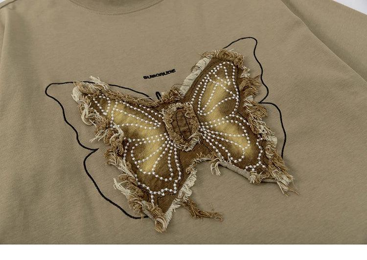 Y2K Butterfly Embroidery T-Shirt - tntwear1