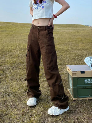 Y2k Baggy Straight Leg Cargo Pants - tntwear1