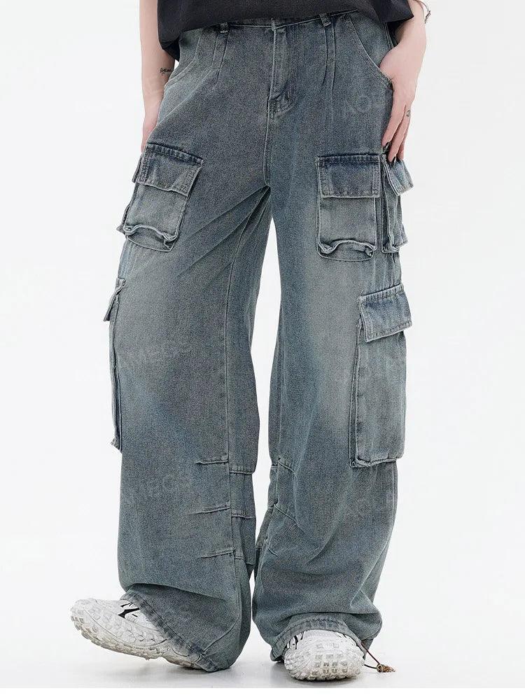 Y2K Baggy Multi Pocket Denim Pants - tntwear1