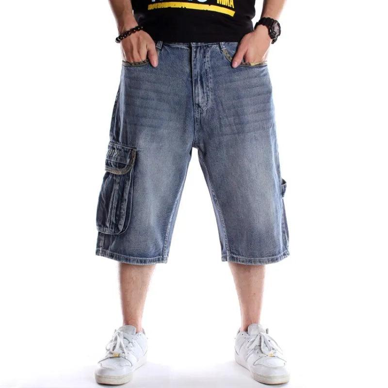 Multi-pocket Washed Denim Jorts - tntwear1