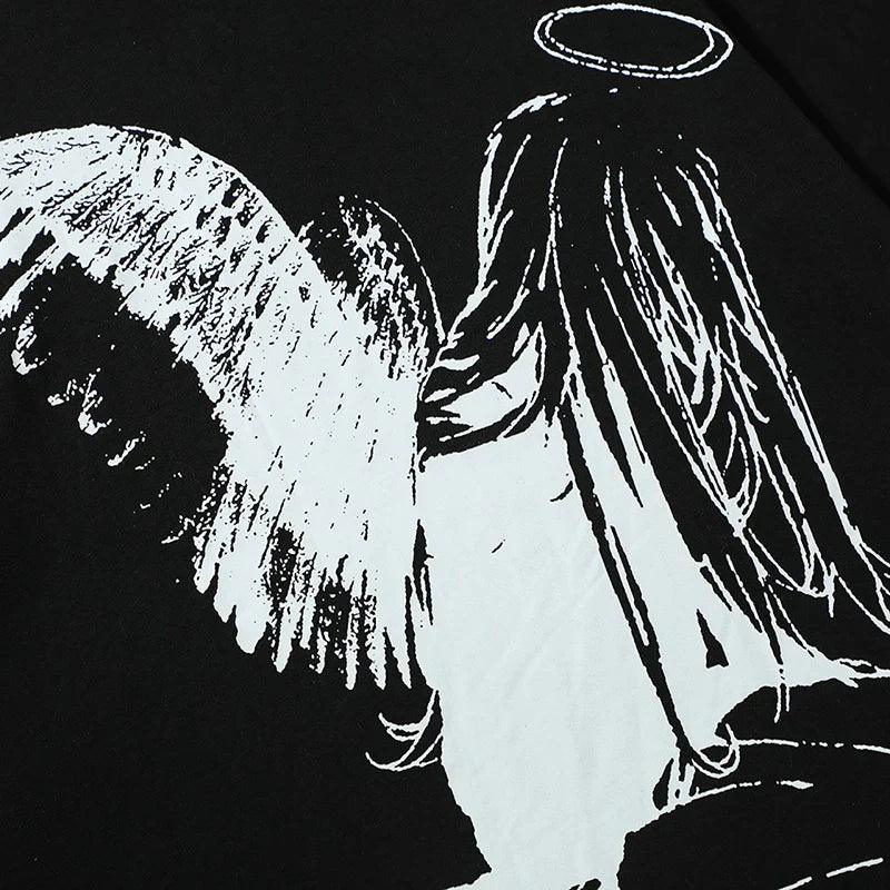 Loose Angel Wings Graphic T-shirt - tntwear1