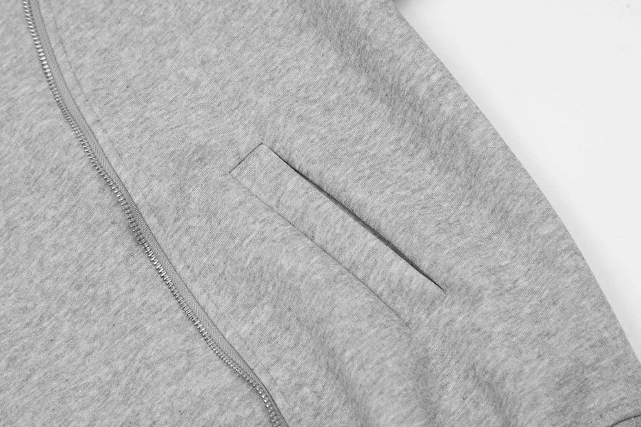 Curved Seam Zip-Up Hoodie - tntwear1