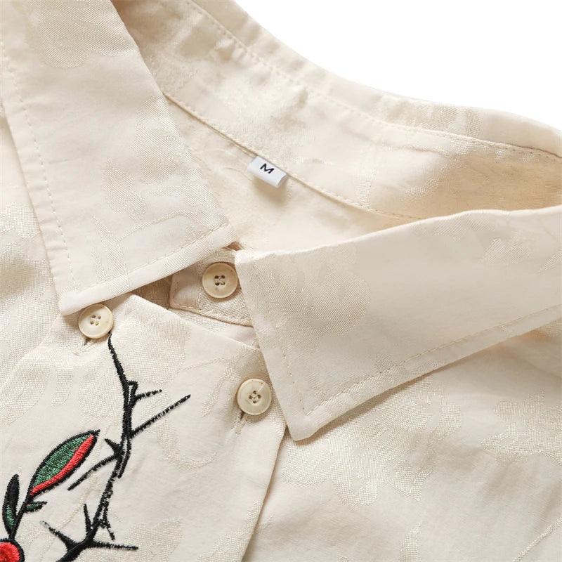 Women's Rose Embroidered Shirt - tntwear1