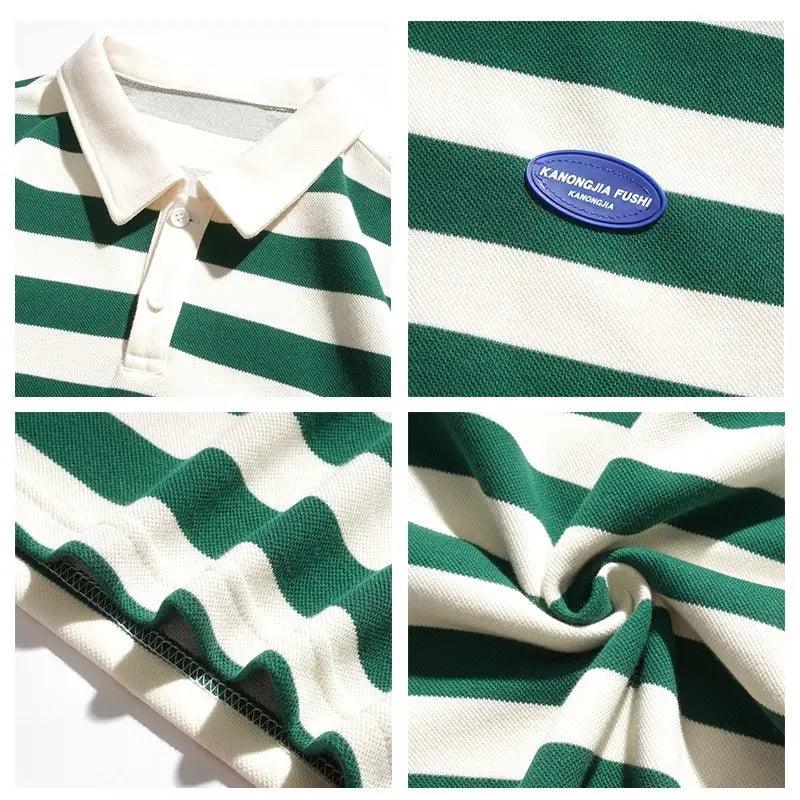 Loose Striped Polo T-shirt - tntwear1