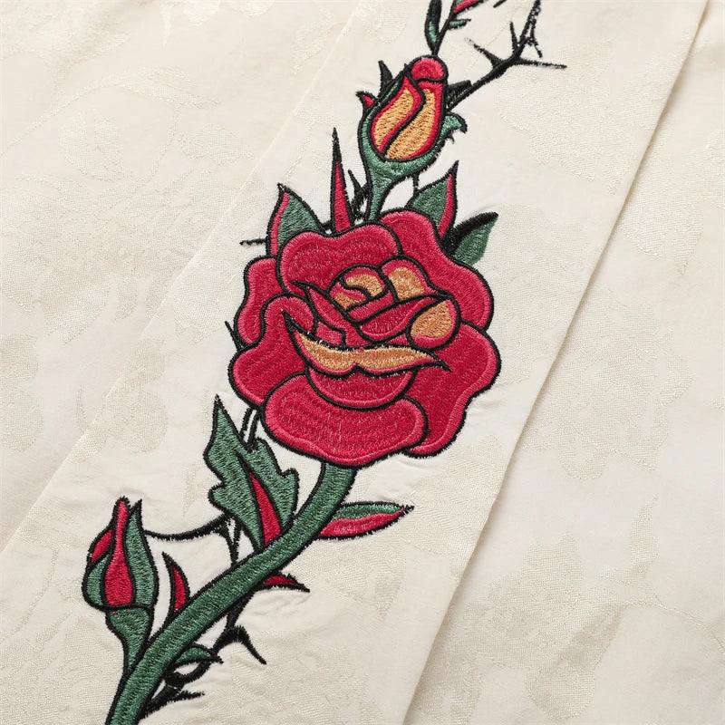 Women's Rose Embroidered Shirt - tntwear1