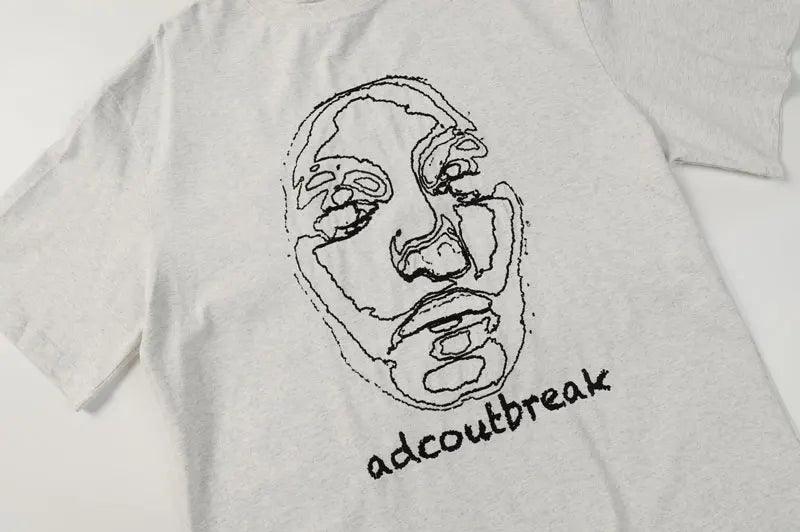 Faded Face Embroidery T-shirt - tntwear1